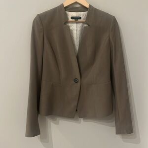 Ann Taylor “Shorter” One-Button Blazer, Beige/Tan, Size 2